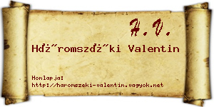 Háromszéki Valentin névjegykártya